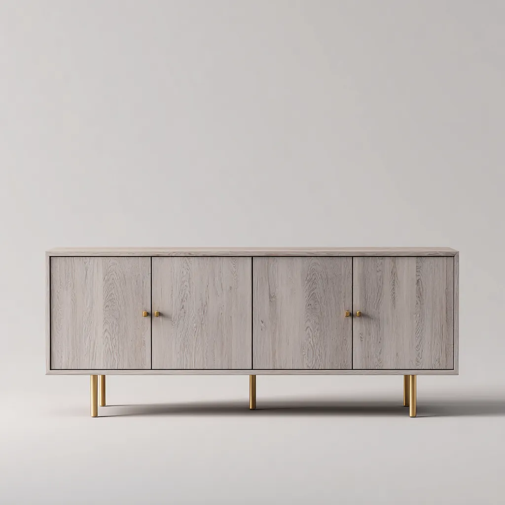 Mobile TV in legno MDF 160x40x60 cm - Grigio-Oro - Design moderno con quattro ante-Designene