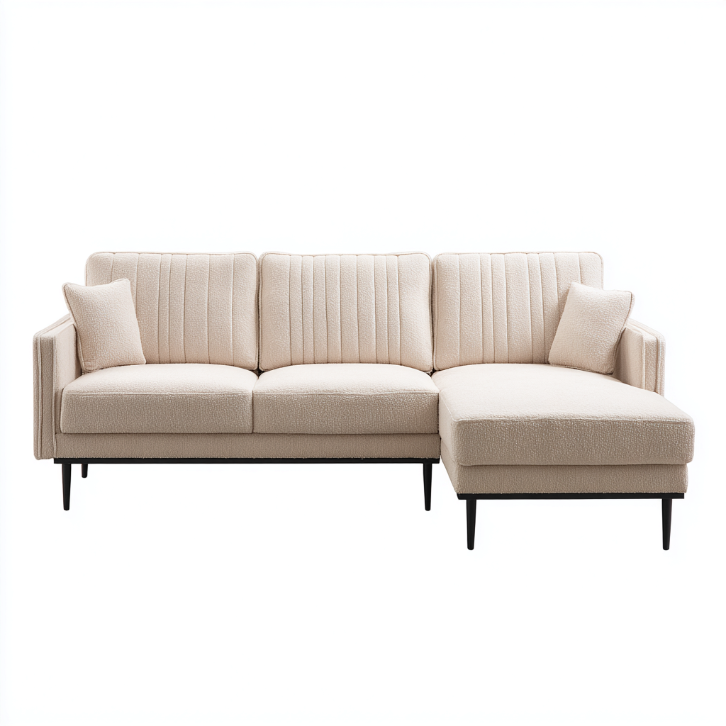 Divano angolare in tessuto 255x155x85 cm - beige - design moderno-Designene