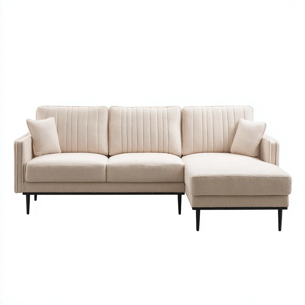 Divano angolare in tessuto 255x155x85 cm - beige - design moderno-Designene