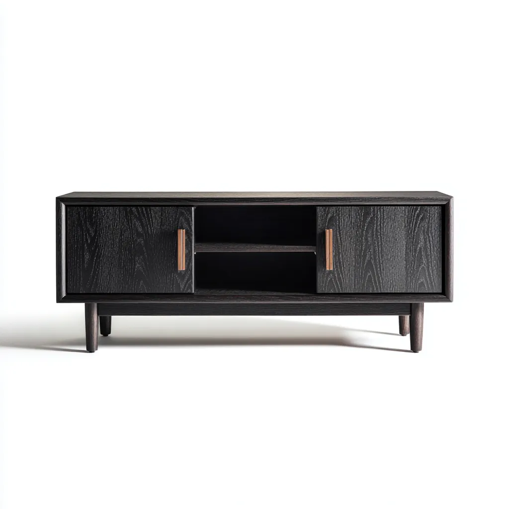 Mobile TV in legno massello 140x40x55 cm - nero - stile scandinavo moderno-Designene