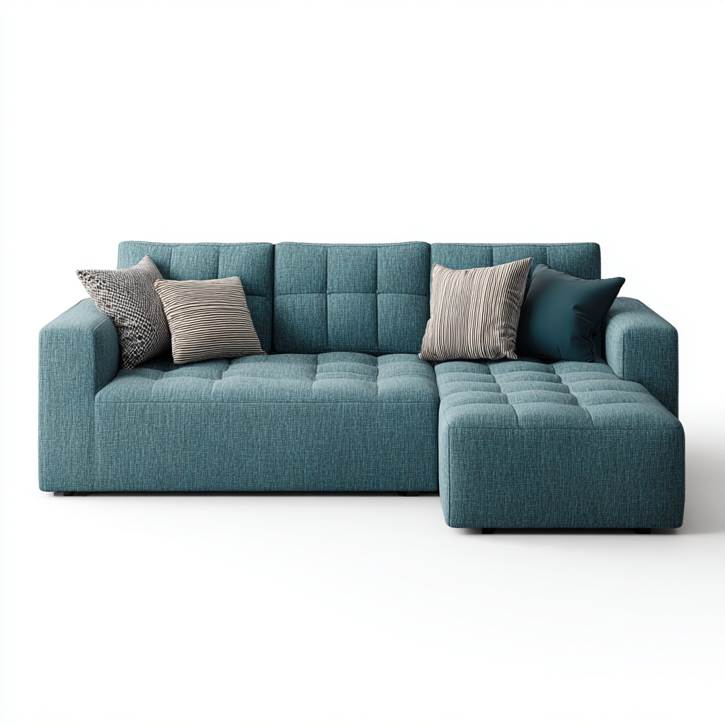 Divano angolare in tessuto 255x155x85 cm - blu - design moderno-Designene