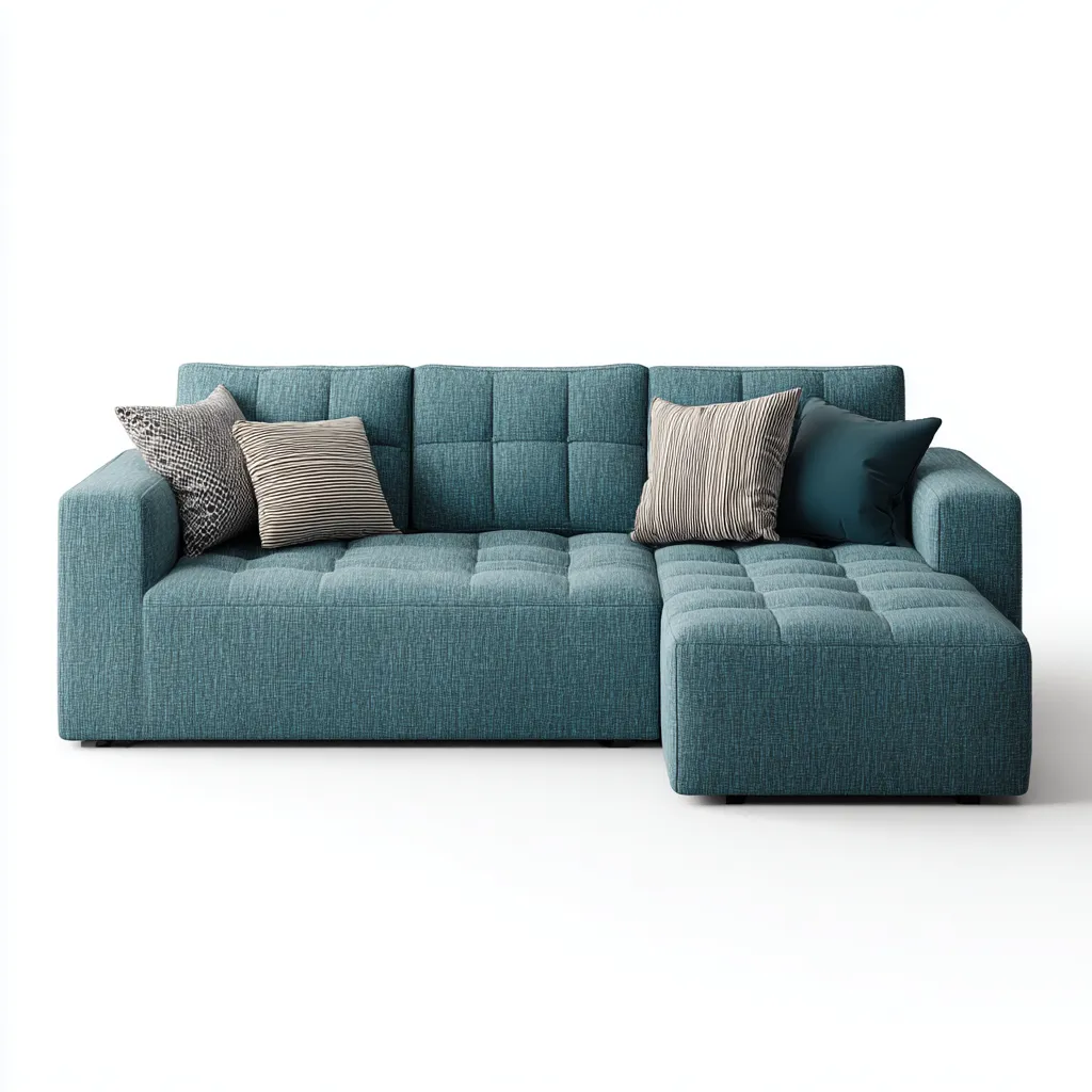 Divano angolare in tessuto 255x155x85 cm - blu - design moderno-Designene