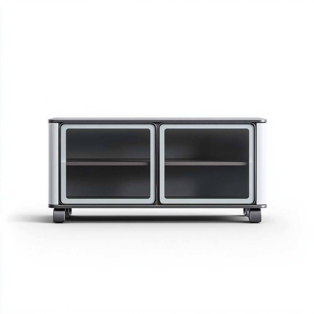 Mobile TV in metallo e vetro 120x40x50 cm - nero-grigio - stile moderno minimalista-Designene