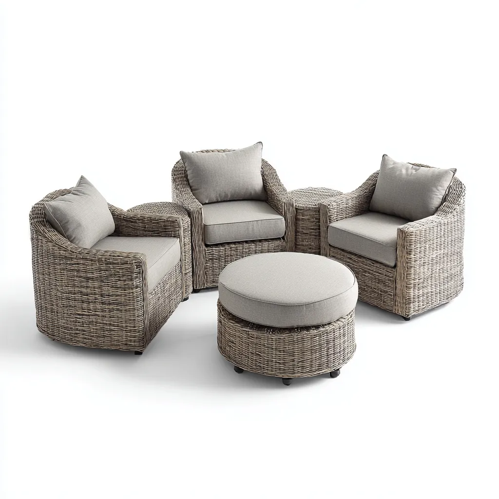 Divano da esterno in rattan sintetico con cuscini in tessuto 180x80x75 cm - grigio-beige - design moderno e compatto-Designene