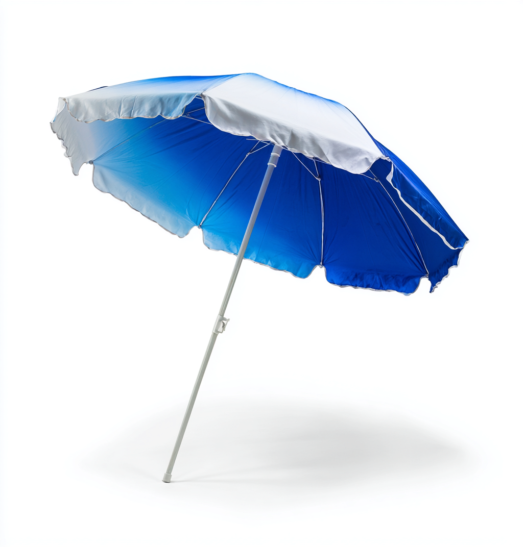 Ombrellone da spiaggia in poliestere 180x180x210 cm - blu-bianco - design rotondo con struttura in alluminio-Designene