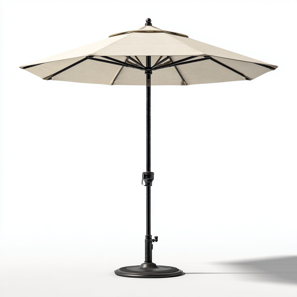 Ombrellone da giardino in poliestere 280x280x250 cm - beige - con ventilazione superiore e palo in acciaio nero-Designene