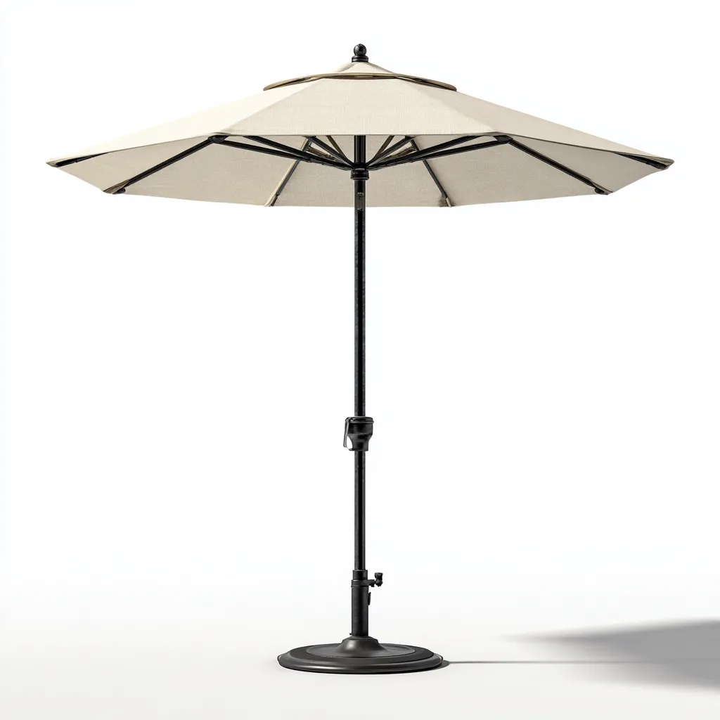 Ombrellone da giardino in poliestere 280x280x250 cm - beige - con ventilazione superiore e palo in acciaio nero-Designene