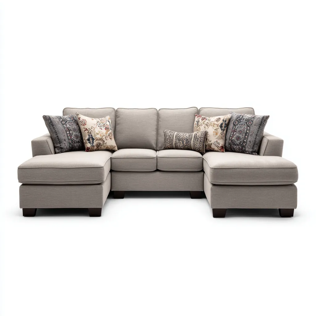 Divano angolare in tessuto 280x180x90 cm - grigio chiaro - design moderno e confortevole - struttura modulare con chaise longue su entrambi i lati-Designene