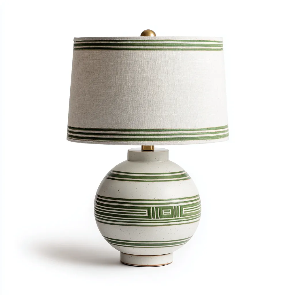 Lampada da tavolo in ceramica 30x30x50 cm - verde - design moderno geometrico-Designene