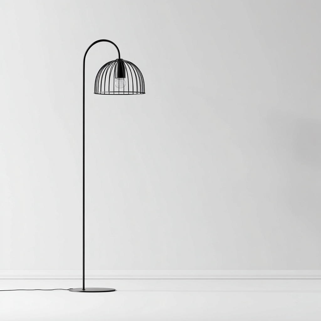 Lampada da terra ad arco - Metallo - 35x35x170 cm - Nero - Stile moderno minimalista-Designene