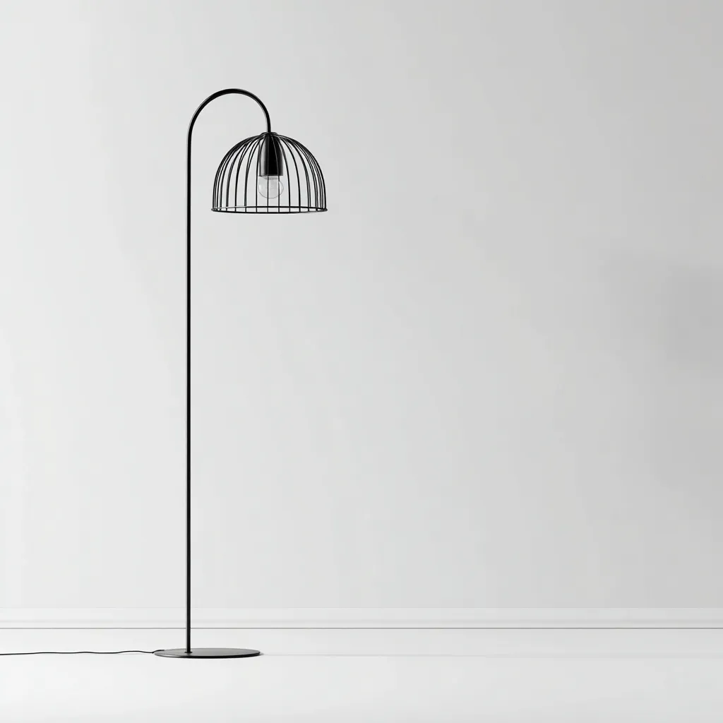 Lampada da terra ad arco - Metallo - 35x35x170 cm - Nero - Stile moderno minimalista-Designene