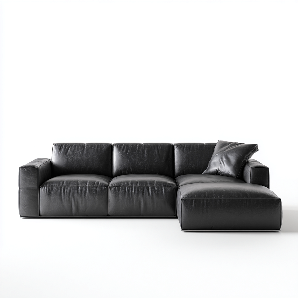 Divano angolare in pelle 255x165x85 cm - nero - design moderno minimalista con chaise longue-Designene
