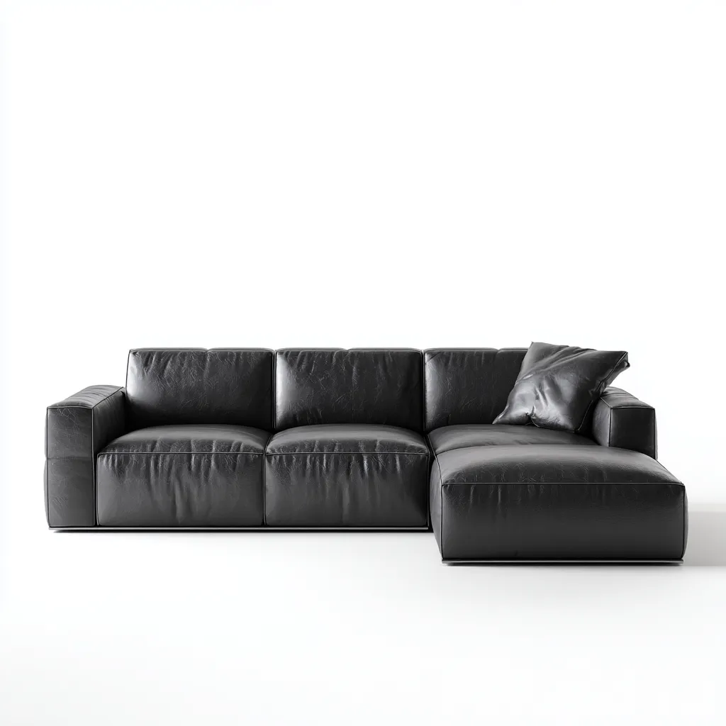 Divano angolare in pelle 255x165x85 cm - nero - design moderno minimalista con chaise longue-Designene