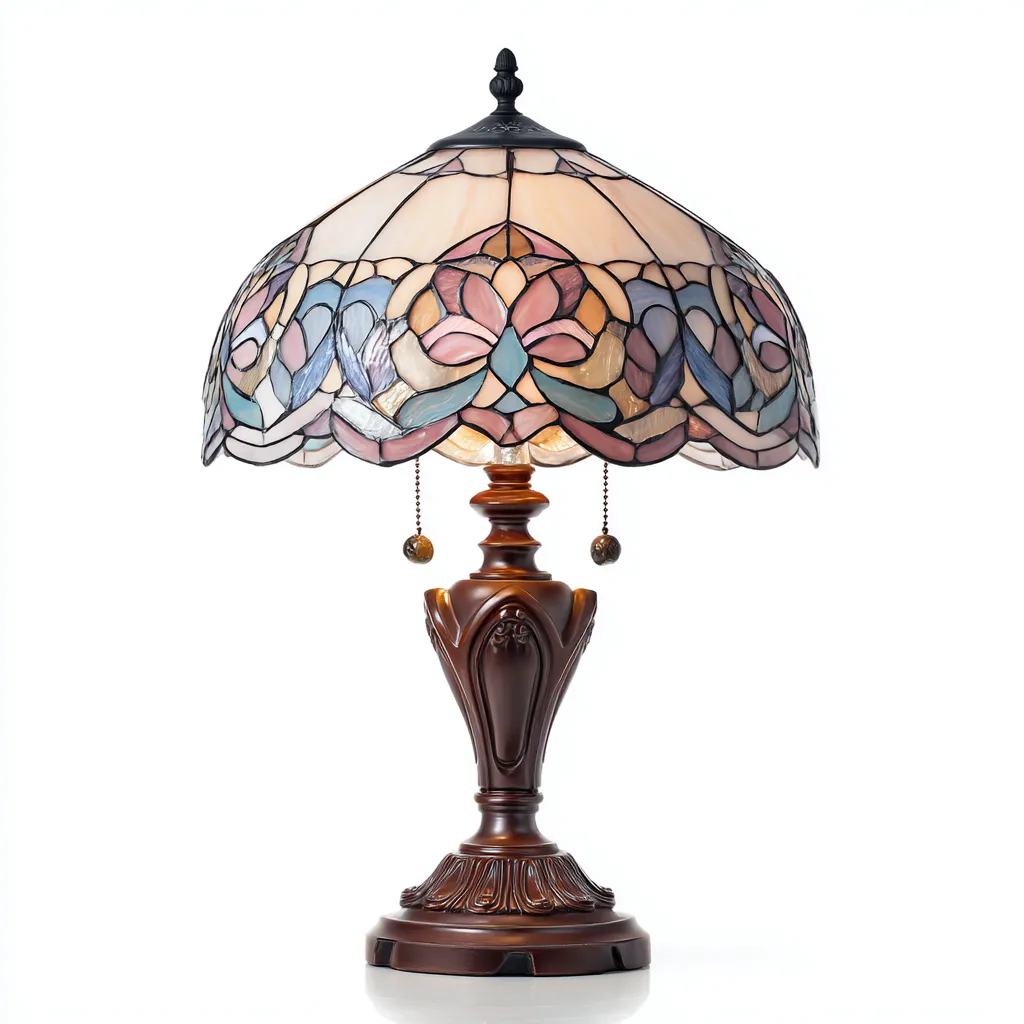 Lampada da tavolo in vetro e metallo 40x40x60 cm - marrone - stile Tiffany-Designene