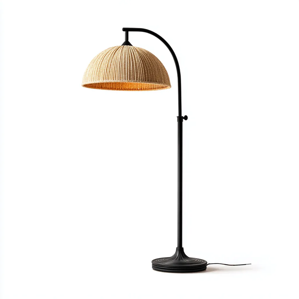 Lampada da terra metallo nero 46x34x165 cm beige-nero stile boho contemporaneo-Designene
