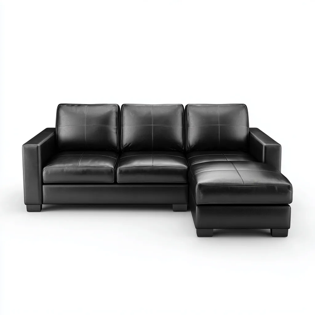 Divano angolare in pelle 240x155x88 cm - nero - design moderno con chaise longue e struttura compatta-Designene