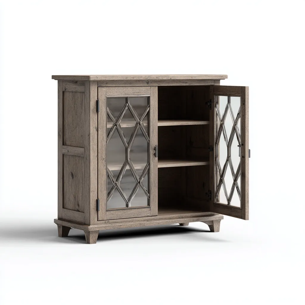 Scarpiera in legno grigio con doppia anta in vetro 90x40x110 cm - design classico - con spazi di contenimento-Designene