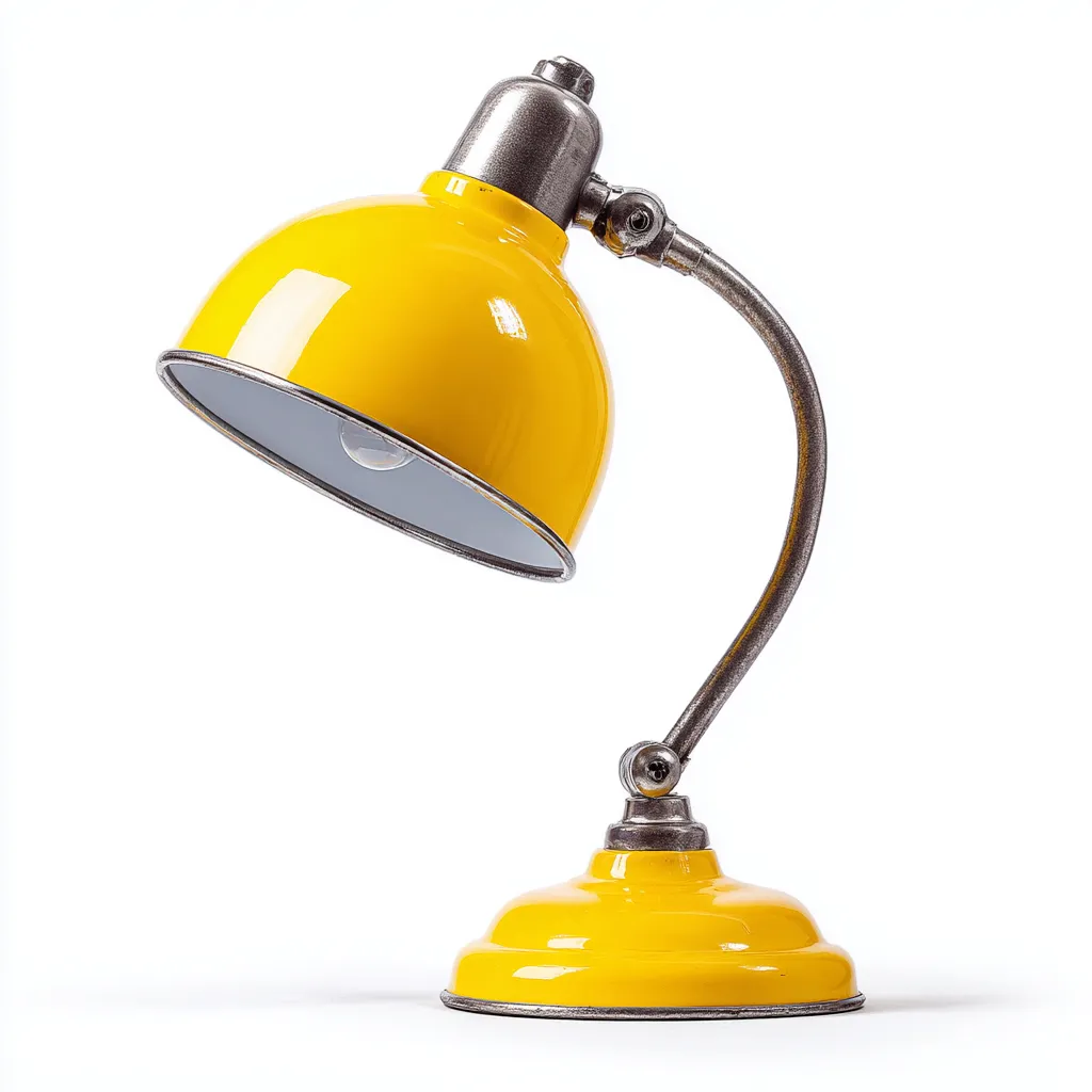Lampada da tavolo in metallo 21x23x40 cm - gialla - design industriale-Designene