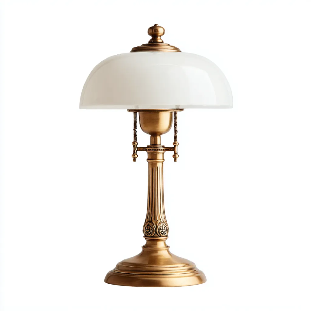 Lampada da tavolo in ottone con paralume in vetro opalino 30x30x55 cm - bianco-oro - design classico vintage-Designene