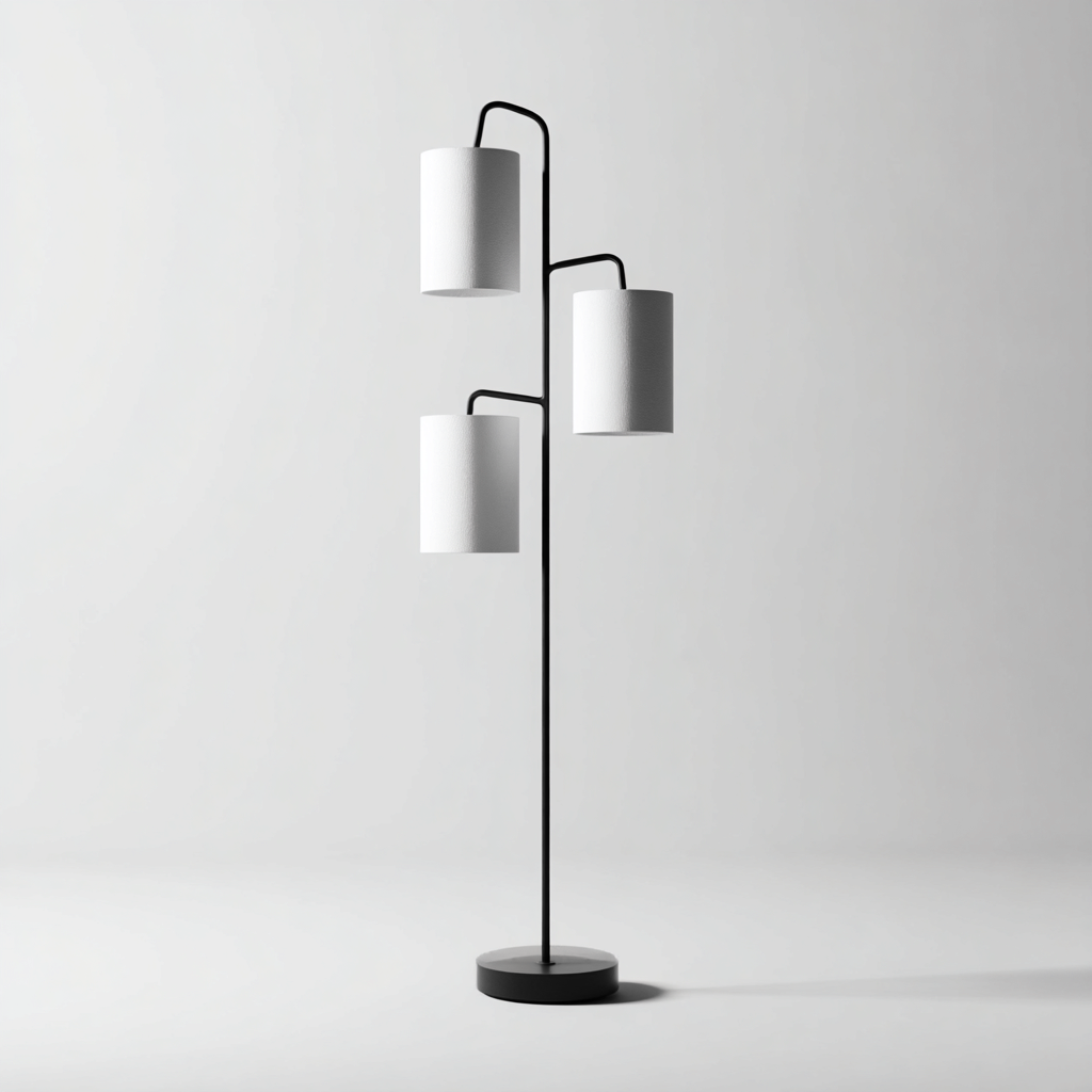 Lampada da terra metallo nero 45x28x165 cm bianco-nero design moderno-Designene