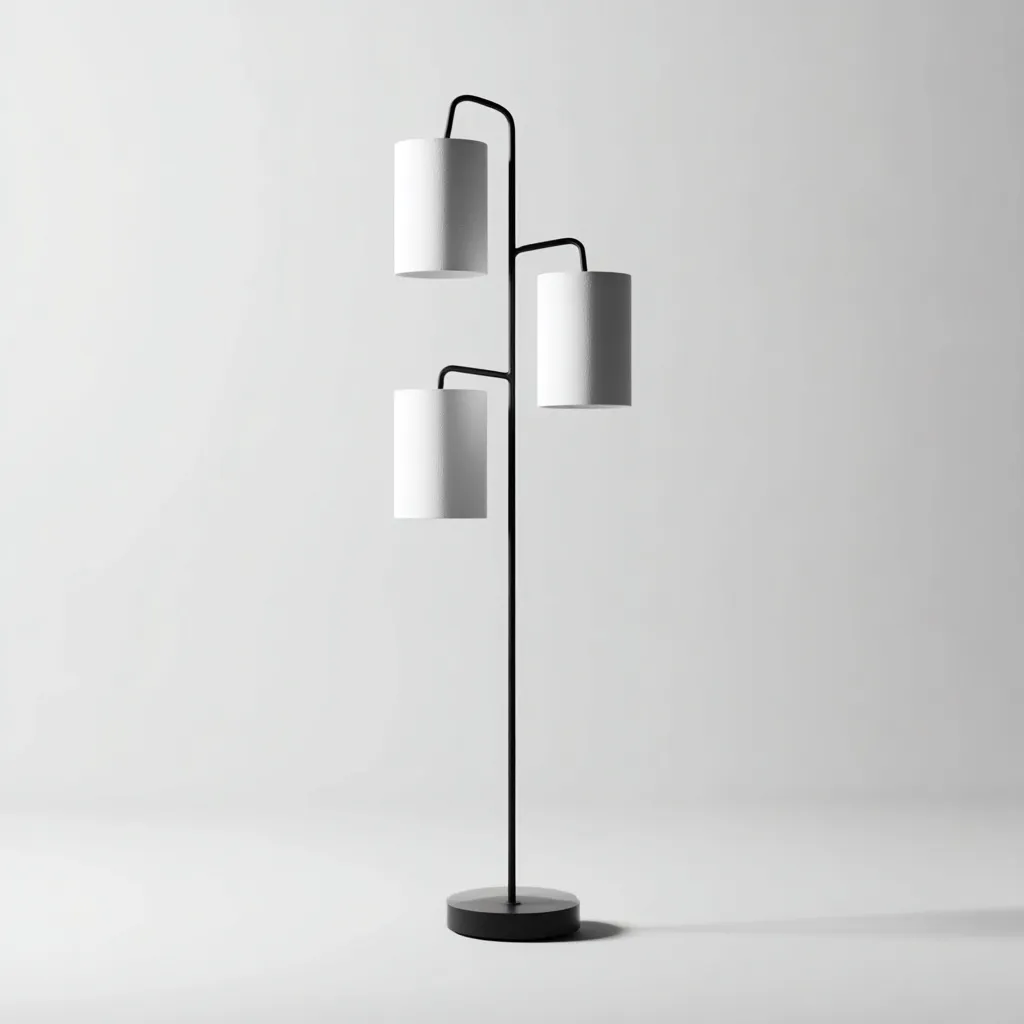 Lampada da terra metallo nero 45x28x165 cm bianco-nero design moderno-Designene