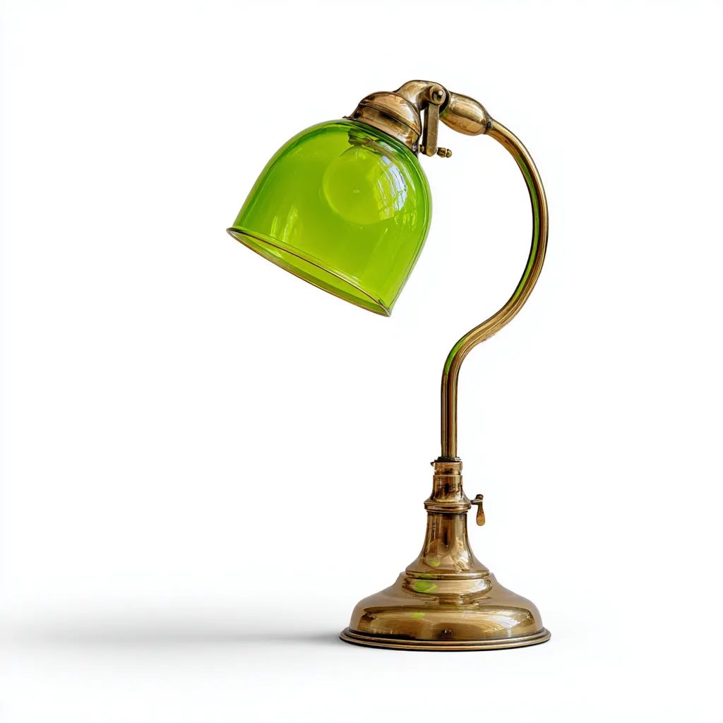 Lampada da tavolo in metallo e vetro 28x20x45 cm - verde - design vintage-Designene