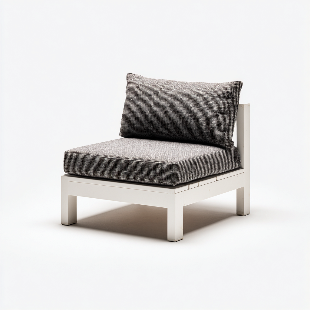 Divano da esterno singolo in legno con cuscini in tessuto 70x75x80 cm - bianco-grigio scuro - stile moderno per giardino e terrazza-Designene