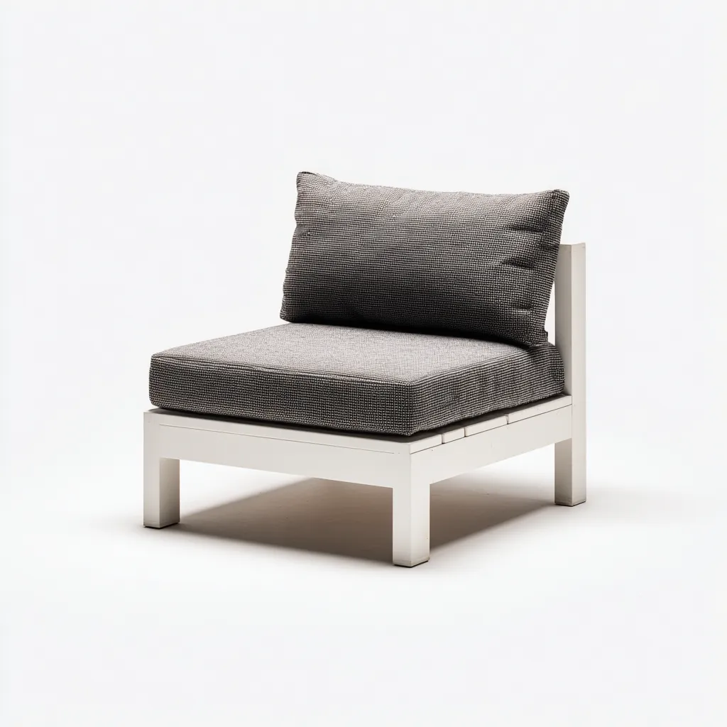 Divano da esterno singolo in legno con cuscini in tessuto 70x75x80 cm - bianco-grigio scuro - stile moderno per giardino e terrazza-Designene