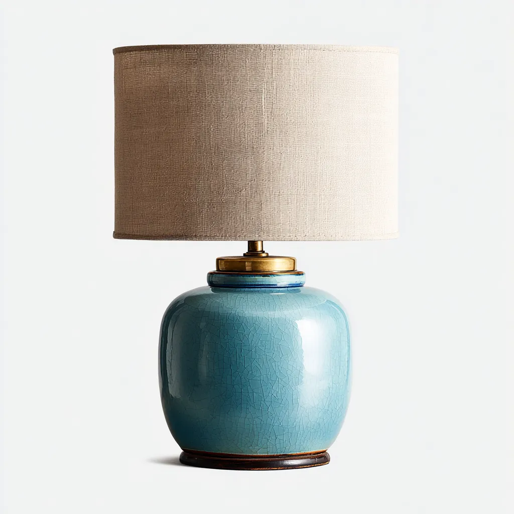 Lampada da tavolo in ceramica 30x30x50 cm - blu - design moderno-Designene