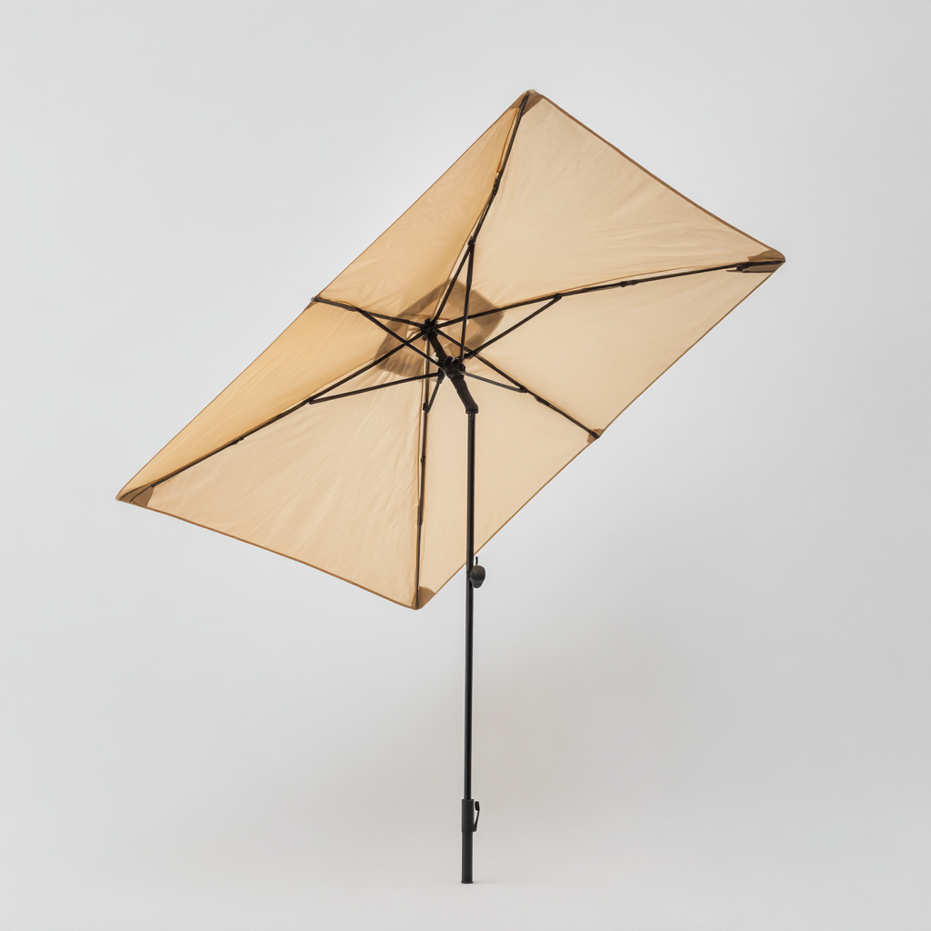 Ombrellone da giardino quadrato 200x200x240 cm - beige-nero - ombrellone inclinabile con palo centrale in acciaio verniciato a polvere-Designene