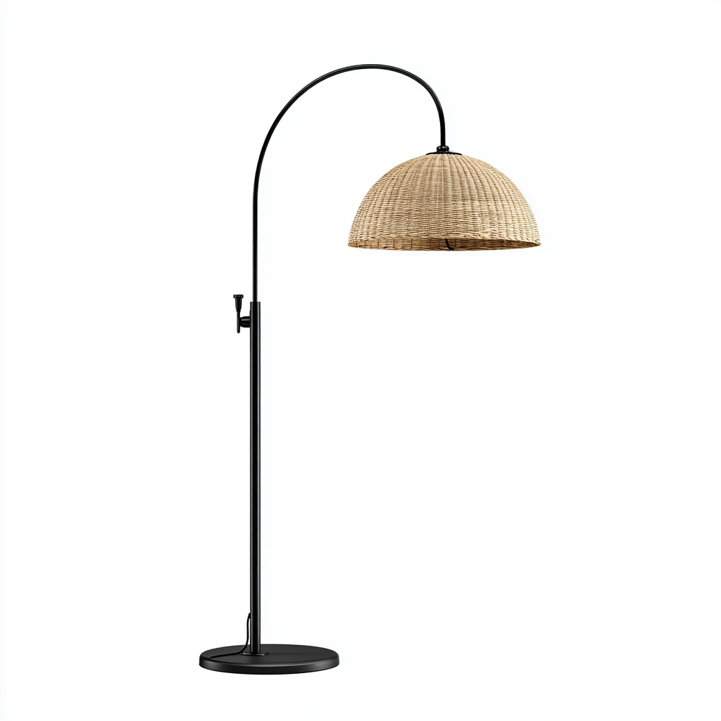 Lampada da terra metallo nero 48x35x165 cm beige-nero stile boho naturale-Designene