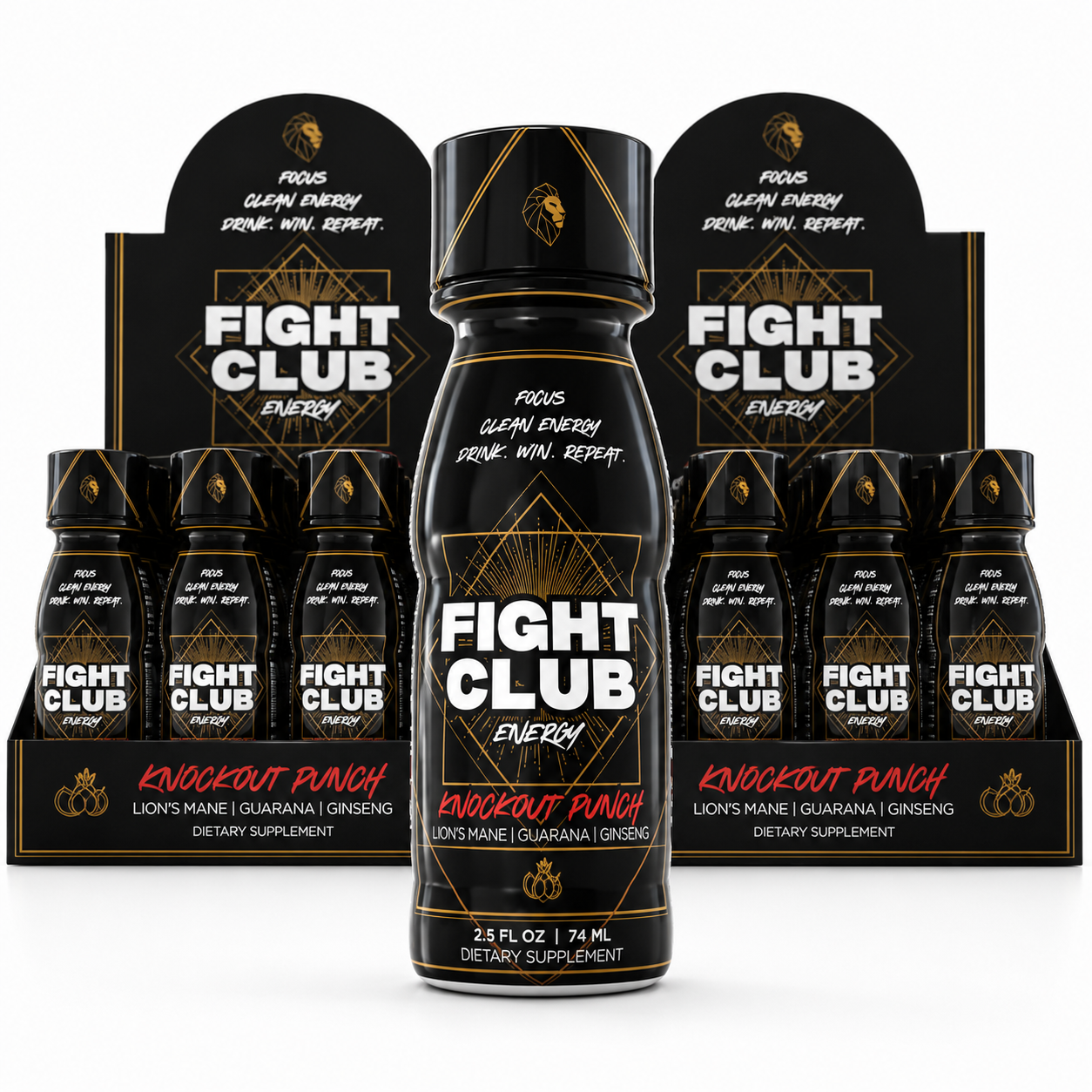 Fight Club Energy Shots Knockout Punch Fruit Punch Flavor 2.5oz Bottles (12 Pack)