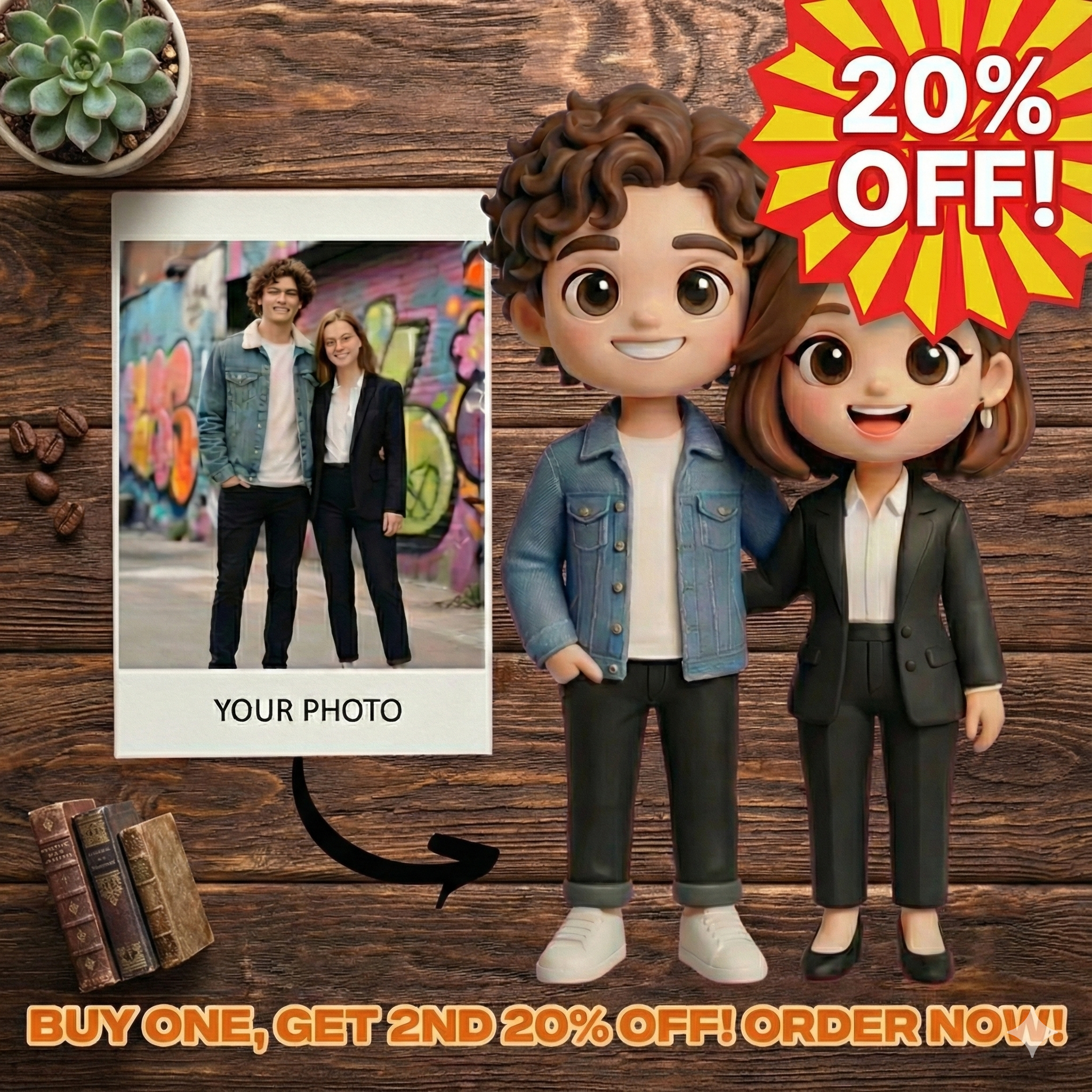 Wedding 3D Printed Figure Desk Lamp – Personalized LED Night Light