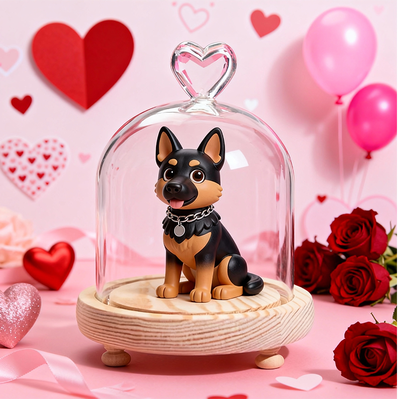 Custom 3D Action Figure - Valentine's Day - Round Long Heart Cover Night Lamp