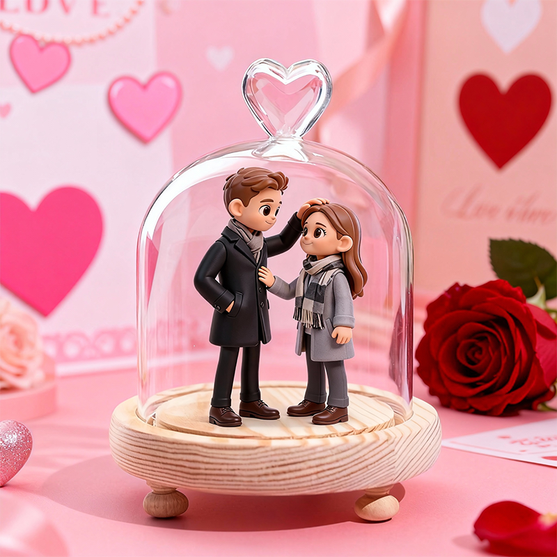 Custom 3D Action Figure - Valentine's Day - Round Long Heart Cover Night Lamp