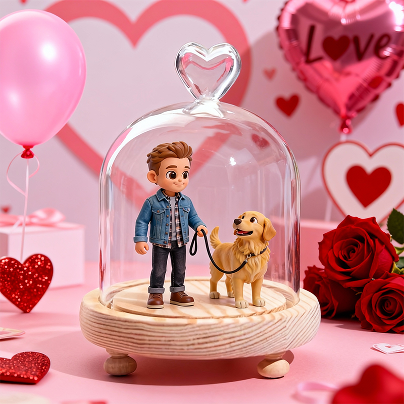 Custom 3D Action Figure - Valentine's Day - Round Long Heart Cover Night Lamp