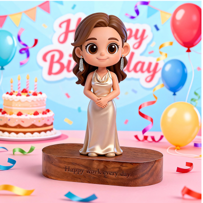 Custom 3D Printed Figure - Engraved Wooden Base - Personalized Name & Message Stand - Birthday-SELL MALL