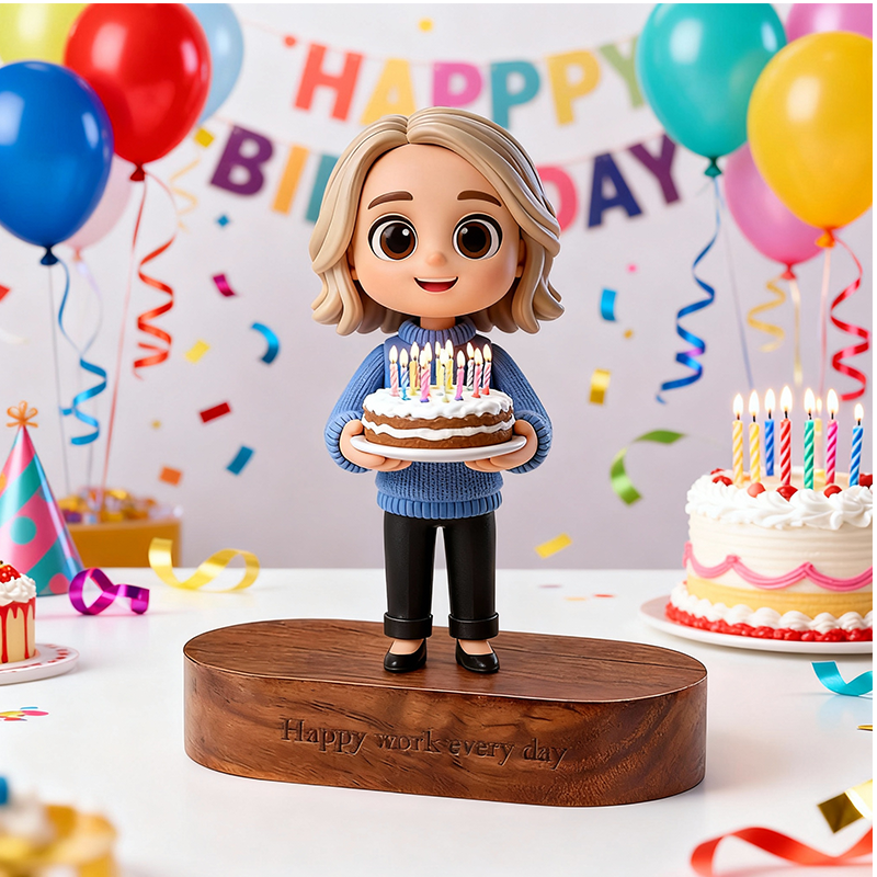 Custom 3D Printed Figure - Engraved Wooden Base - Personalized Name & Message Stand - Birthday-SELL MALL