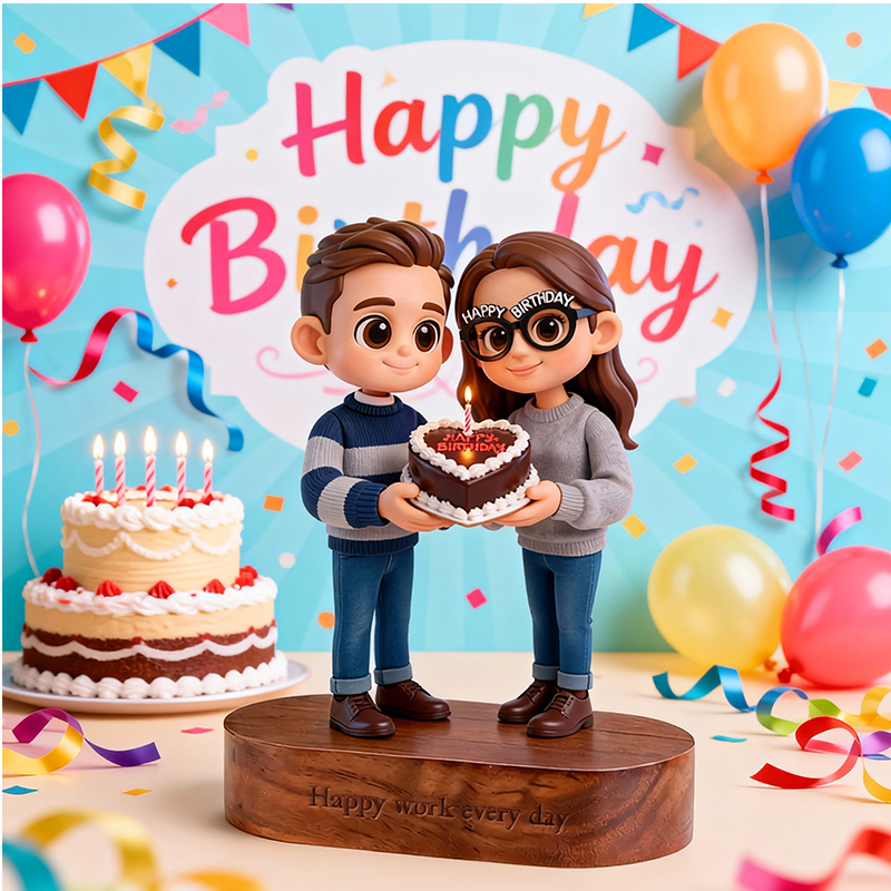 Custom 3D Printed Figure - Engraved Wooden Base - Personalized Name & Message Stand - Birthday-SELL MALL