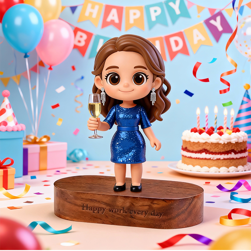 Custom 3D Printed Figure - Engraved Wooden Base - Personalized Name & Message Stand - Birthday-SELL MALL