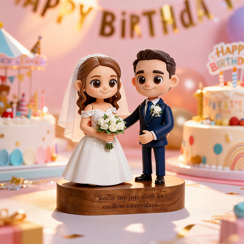 Custom 3D Printed Figure - Engraved Wooden Base - Personalized Name & Message Stand - Birthday-SELL MALL