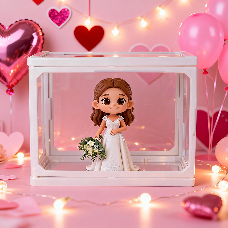 Custom 3D Printed Figure - Glass Dollhouse Custom Scene Display Case - Valentine's Day