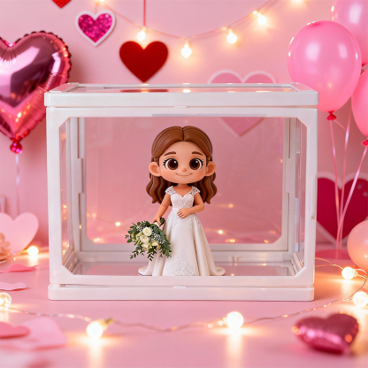 Custom 3D Printed Figure - Glass Dollhouse Custom Scene Display Case - Valentine's Day