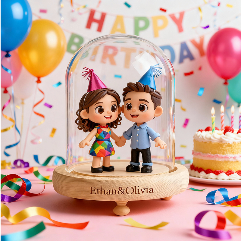 Custom 3D Action Figure - Round Long Heart Cover Night Lamp - Birthday