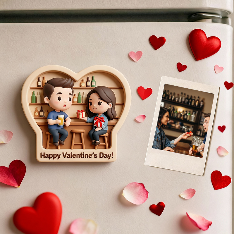 3D Printed Valentine’s Day Fridge Magnet Custom Personalized Mini Character Gift