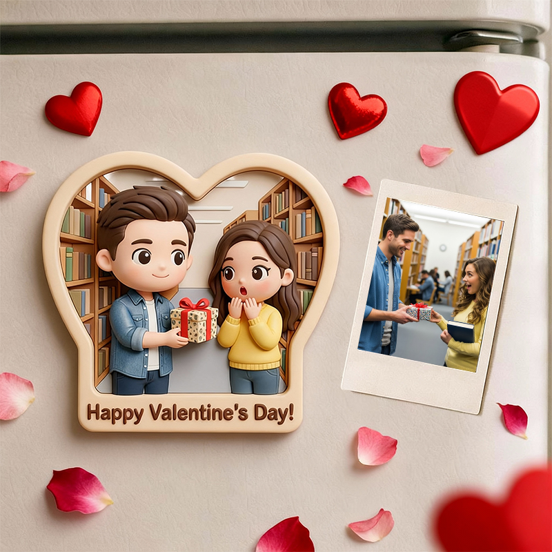 3D Printed Valentine’s Day Fridge Magnet Custom Personalized Mini Character Gift
