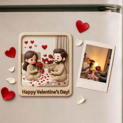 3D Printed Valentine’s Day Fridge Magnet Custom Personalized Mini Character Gift