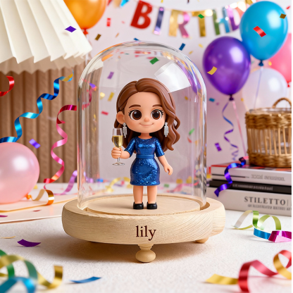 Custom 3D Action Figure - Round Long Heart Cover Night Lamp - Birthday