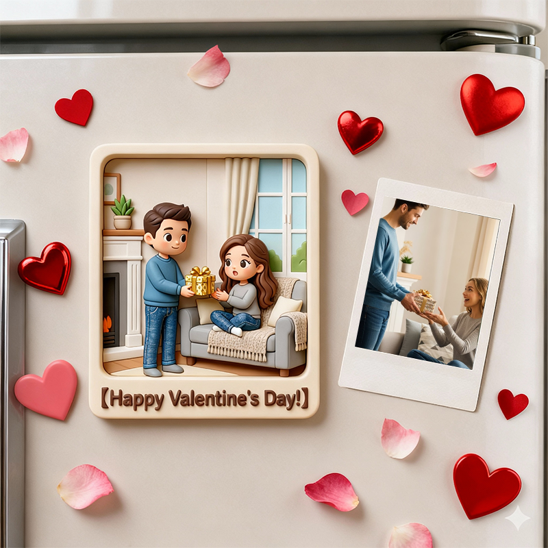 3D Printed Valentine’s Day Fridge Magnet Custom Personalized Mini Character Gift