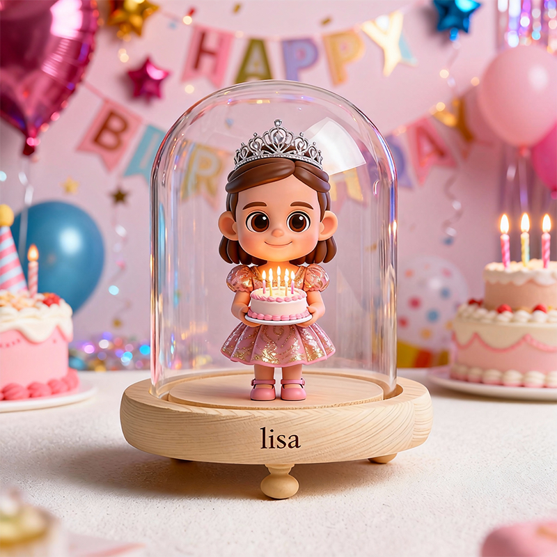 Custom 3D Action Figure - Round Long Heart Cover Night Lamp - Birthday